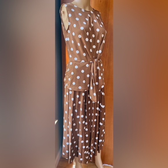 HALLHUBER  2 Piece Brown Polkadot Skirt & Top Size XS - Picture 3 of 10